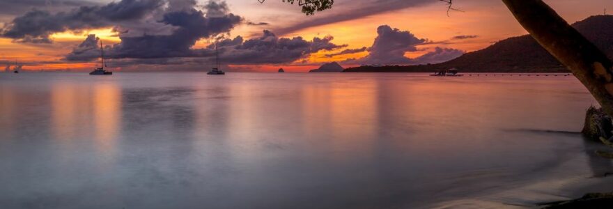 guadeloupe ou martinique coucher de soleil