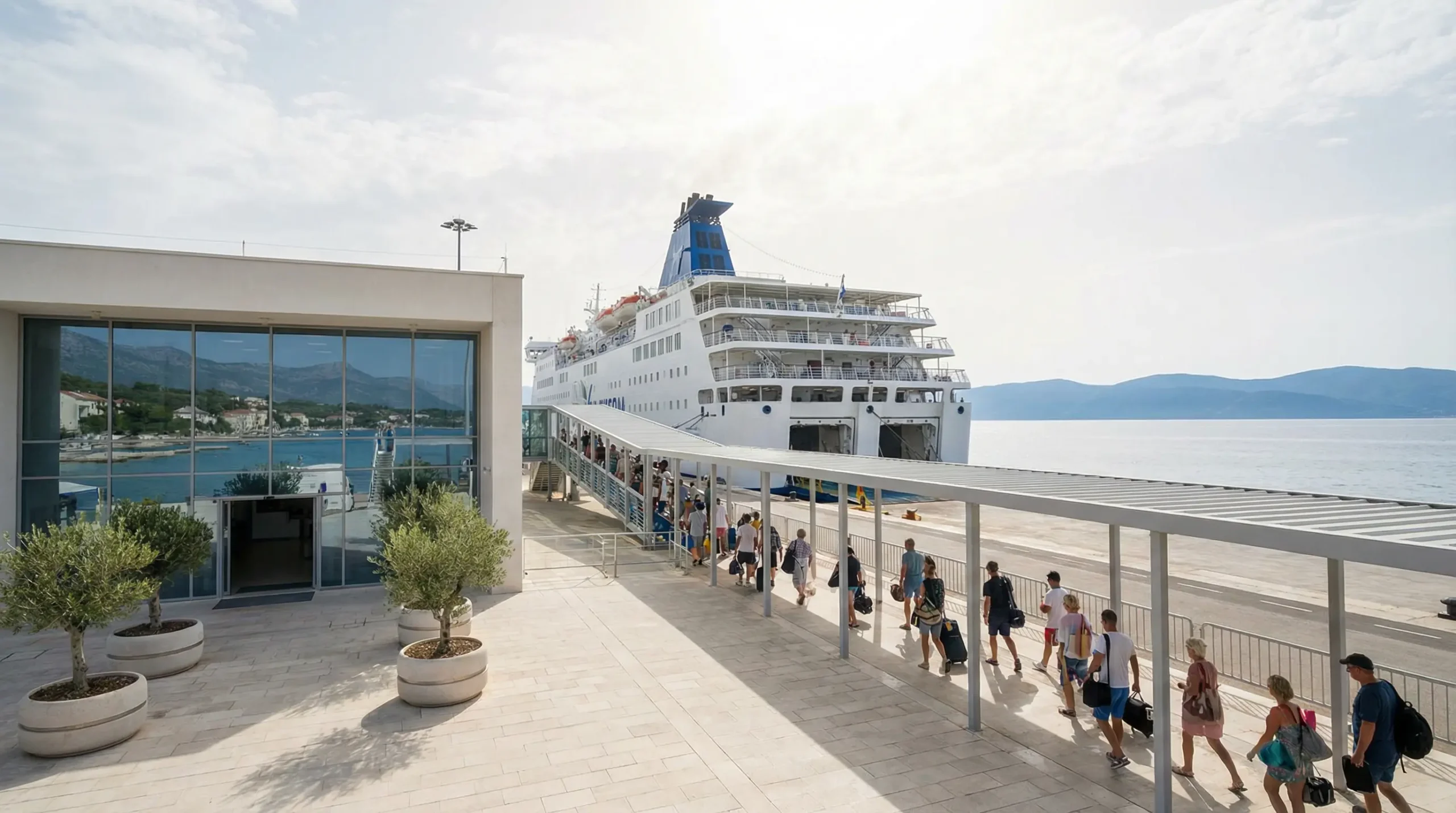 Zone d'embarquement ferry au port de Toulon pour la Sardaigne